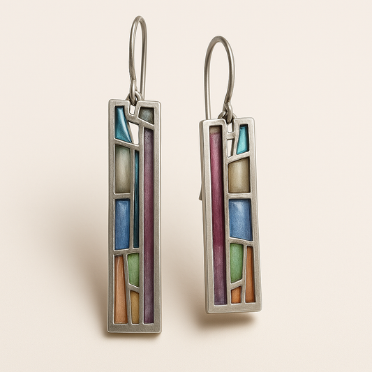 Aretes de plata coloridos vintage