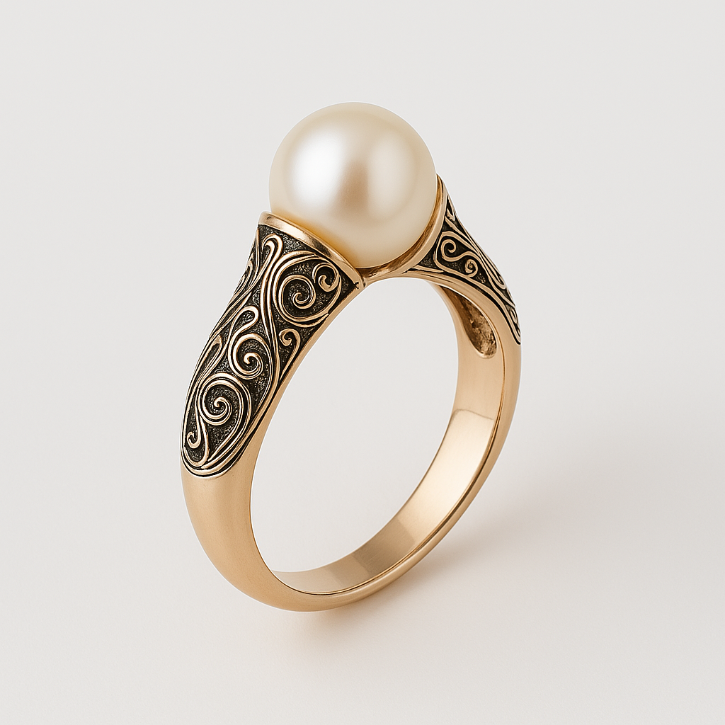 Anillo de Perla Vintage Dorado