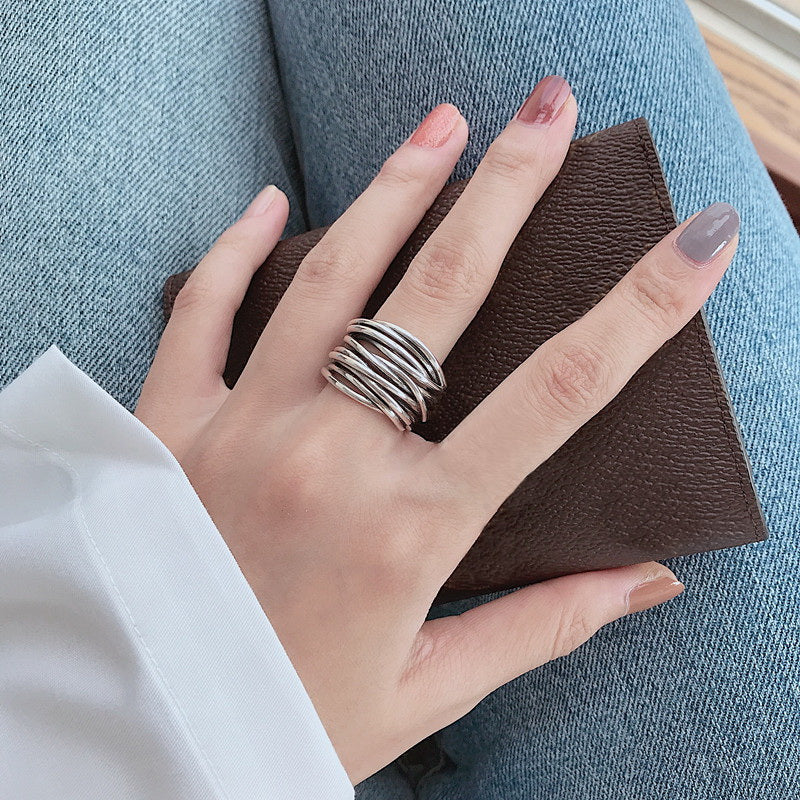 Anillo en plata de ley 925 ajustable en capas
