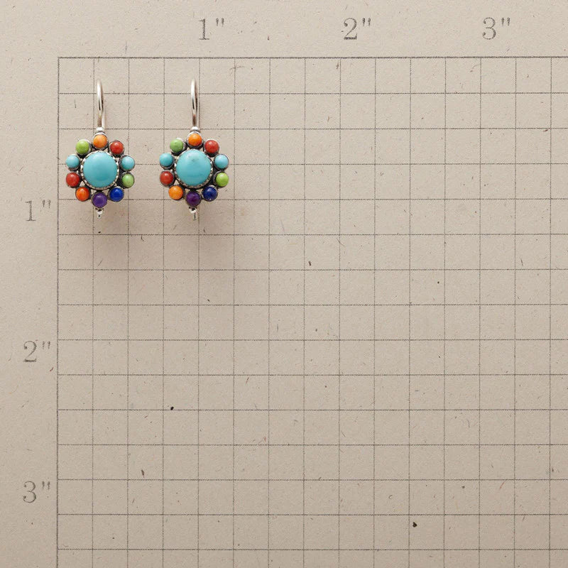 Pendientes redondos multicolores de turquesa