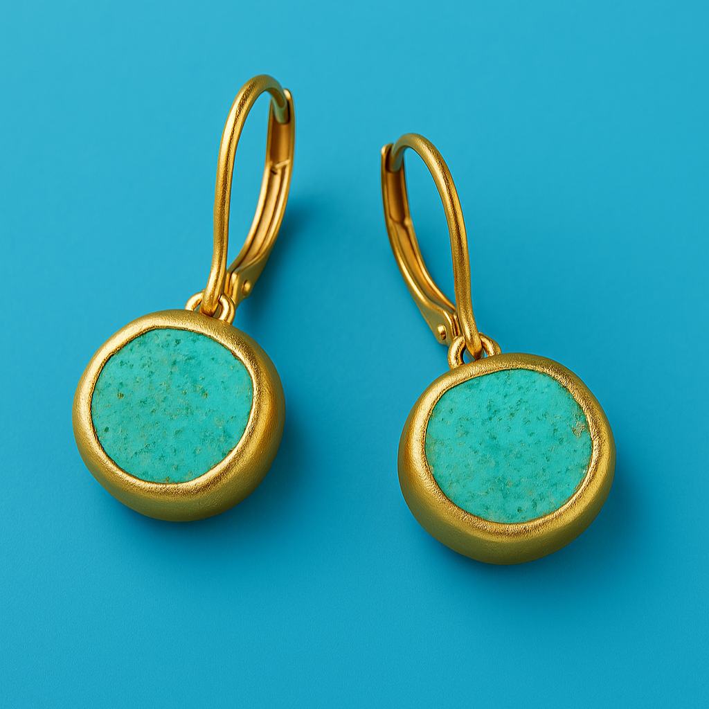 Pendientes de oro con piedra de turquesa