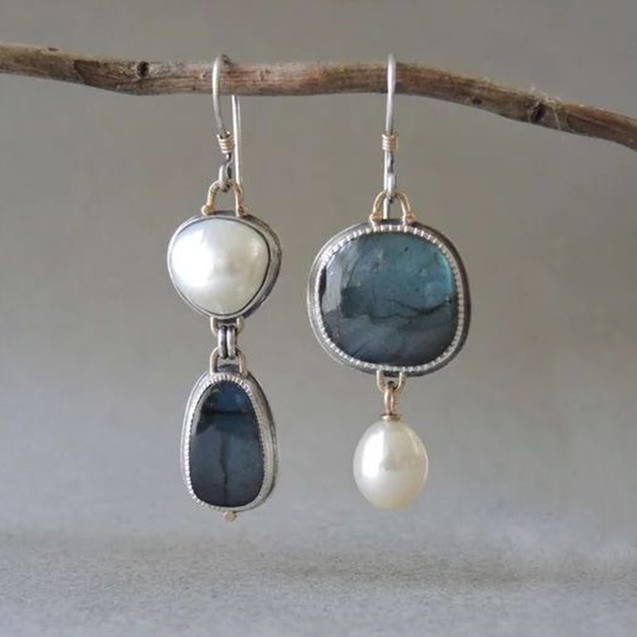 Pendientes vintage de piedra azul natural