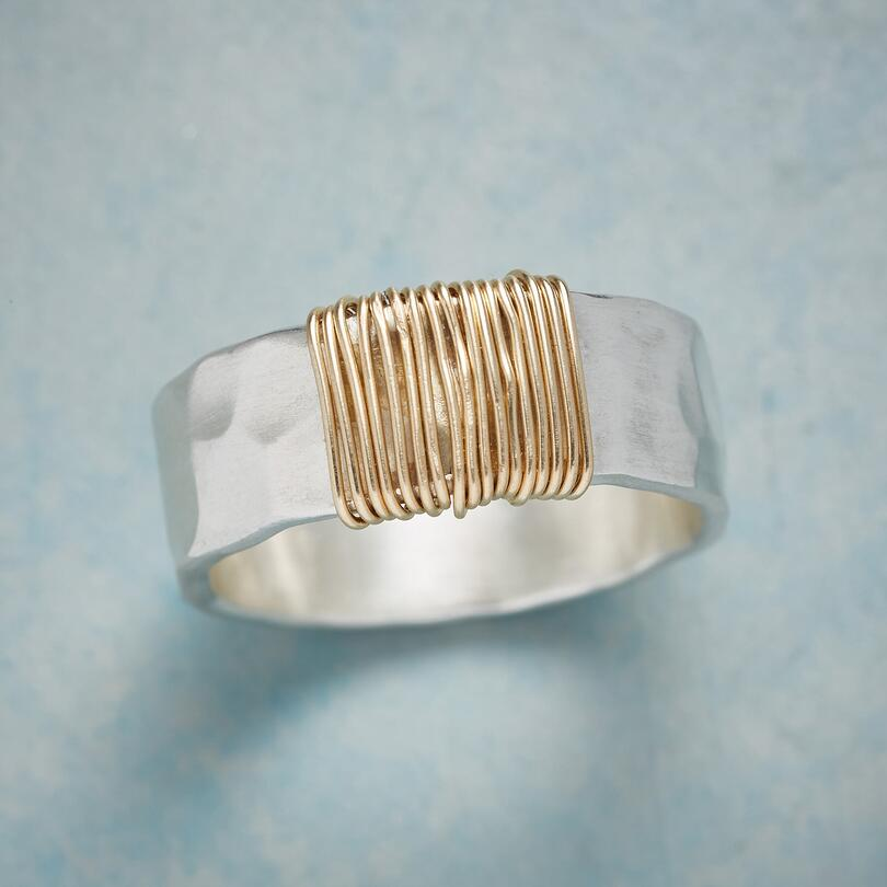 Anillo de Plata de Hilos Dorados Vintage