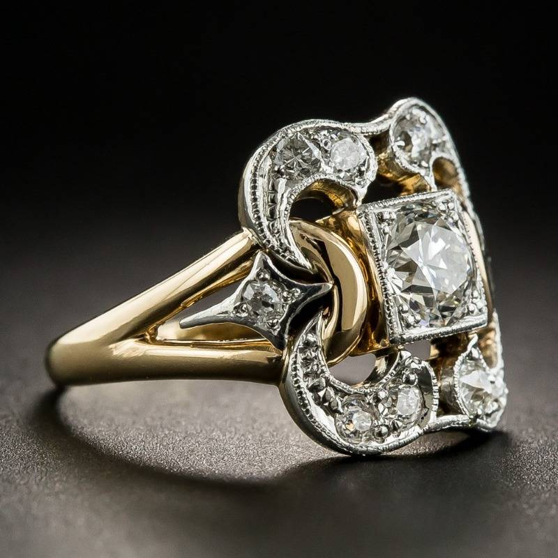Anillo vintage de oro con zirconia