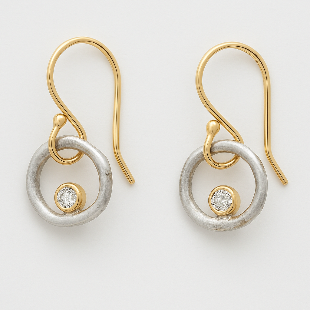 Pendientes vintage de circonio en oro y plata