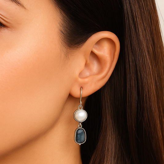 Pendientes vintage de piedra azul natural