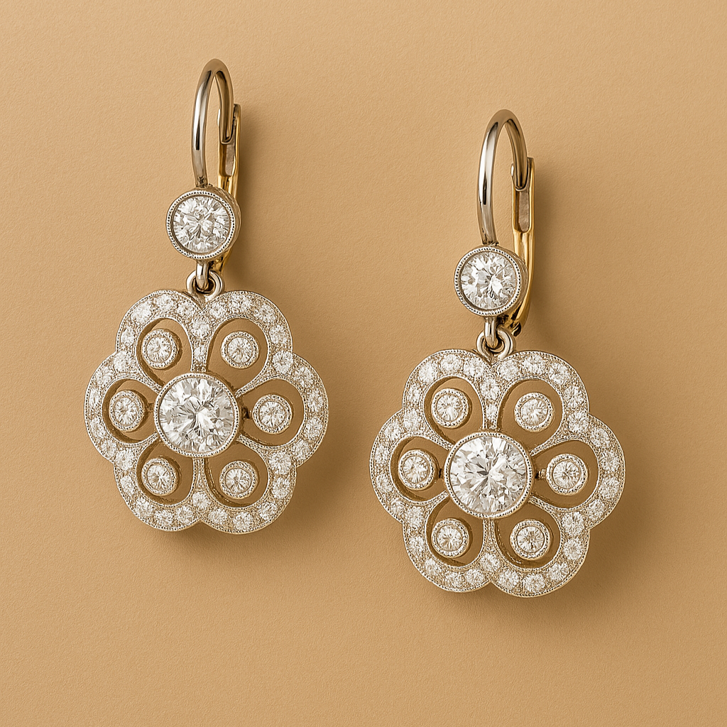 Pendientes de cristal vintage con mandala