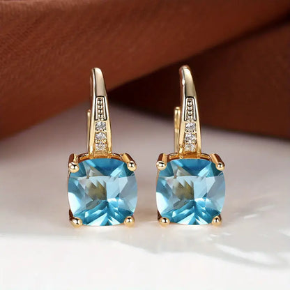 Pendientes de aro con piedra zafiro mística