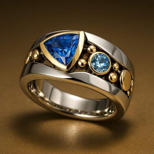 Anillo Vintage de Cristal Azul