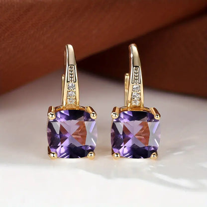 Pendientes de aro con piedra zafiro mística