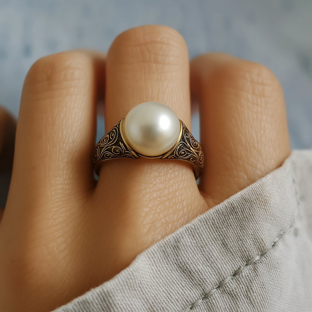 Anillo de Perla Vintage Dorado