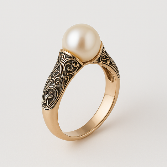 Anillo de Perla Vintage Dorado