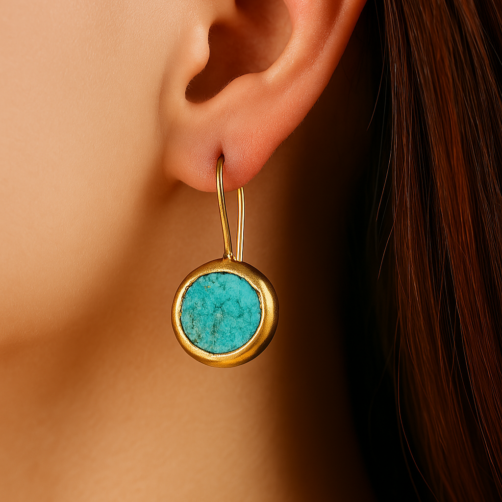 Pendientes de oro con piedra de turquesa