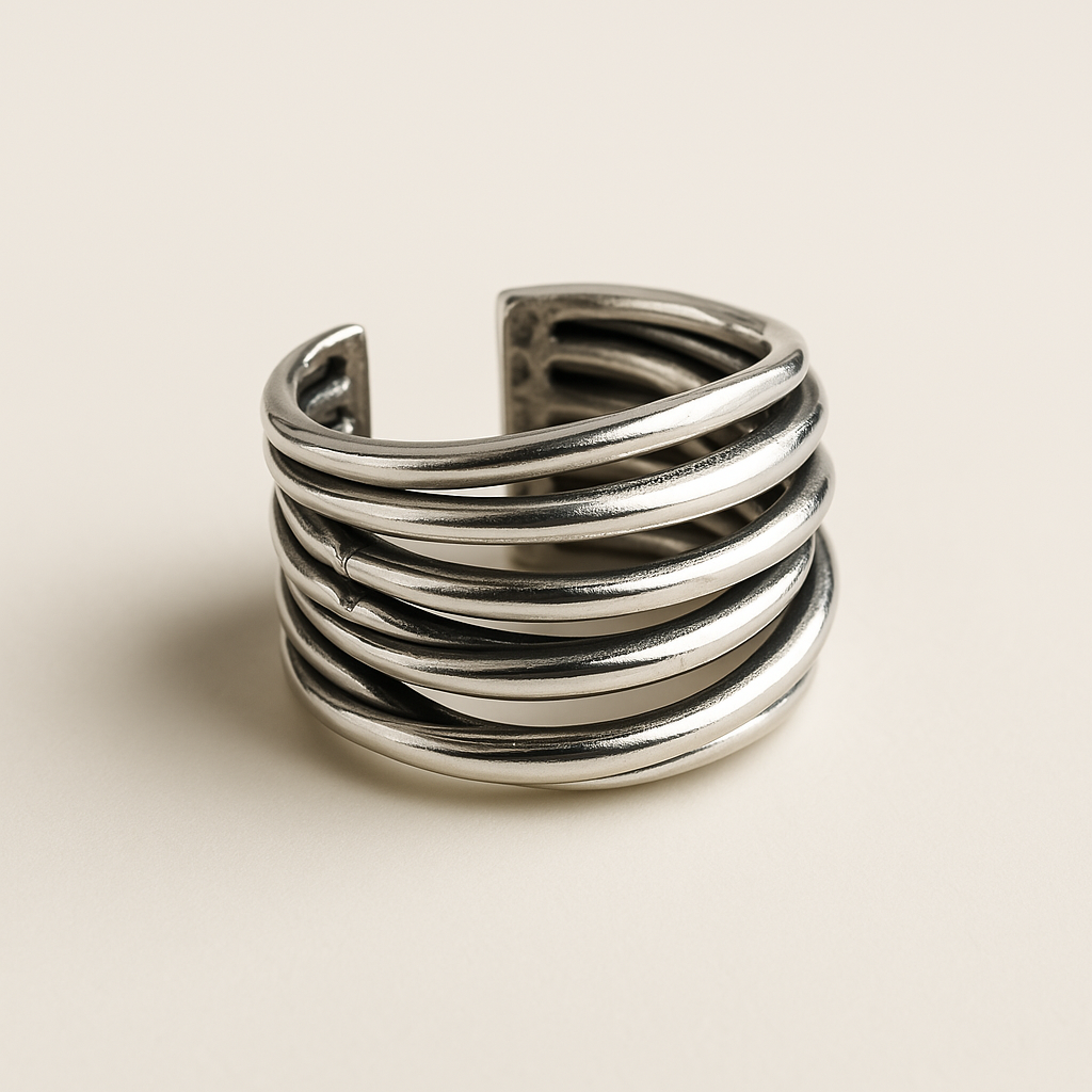 Anillo en plata de ley 925 ajustable en capas