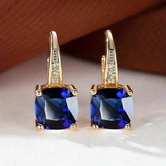 Pendientes de aro con piedra zafiro mística