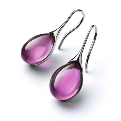 Pendientes de gota de cristal en oro y plata
