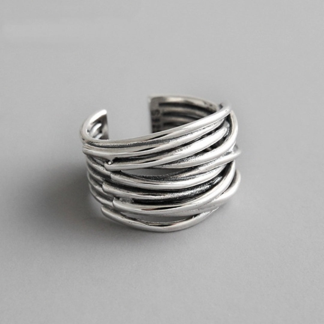 Anillo en plata de ley 925 ajustable en capas