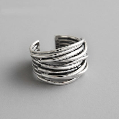 Anillo en plata de ley 925 ajustable en capas