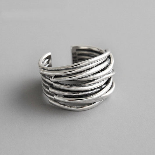 Anillo en plata de ley 925 ajustable en capas
