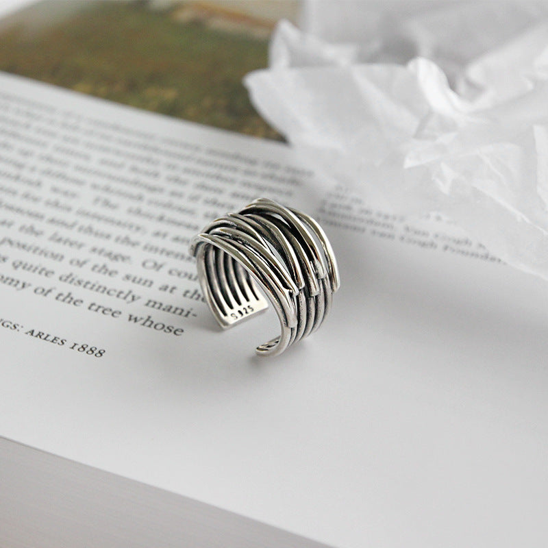 Anillo en plata de ley 925 ajustable en capas