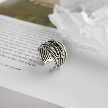 Anillo en plata de ley 925 ajustable en capas