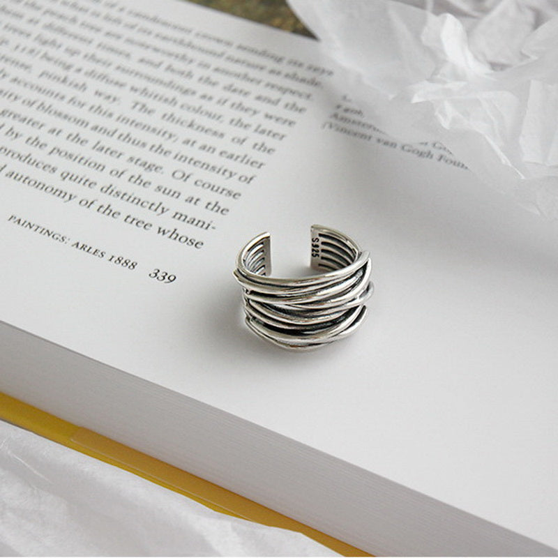 Anillo en plata de ley 925 ajustable en capas