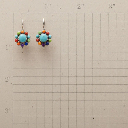 Pendientes redondos multicolores de turquesa