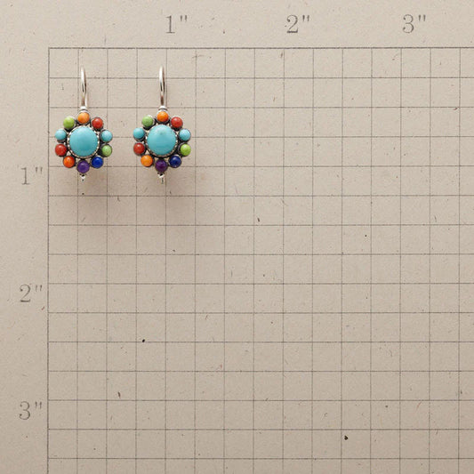 Pendientes redondos multicolores de turquesa