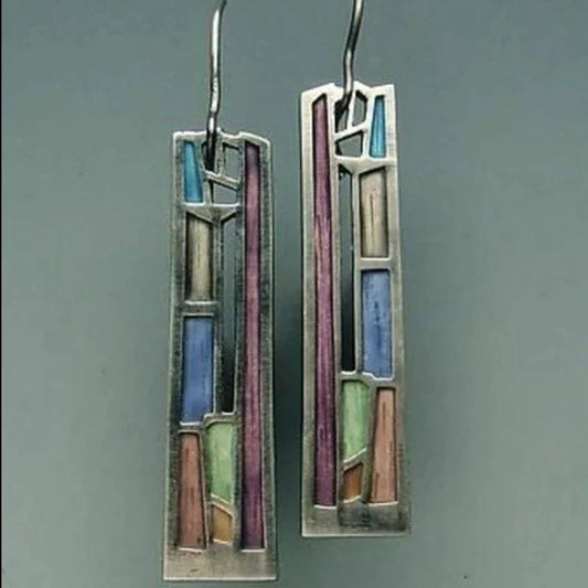 Aretes de plata coloridos vintage