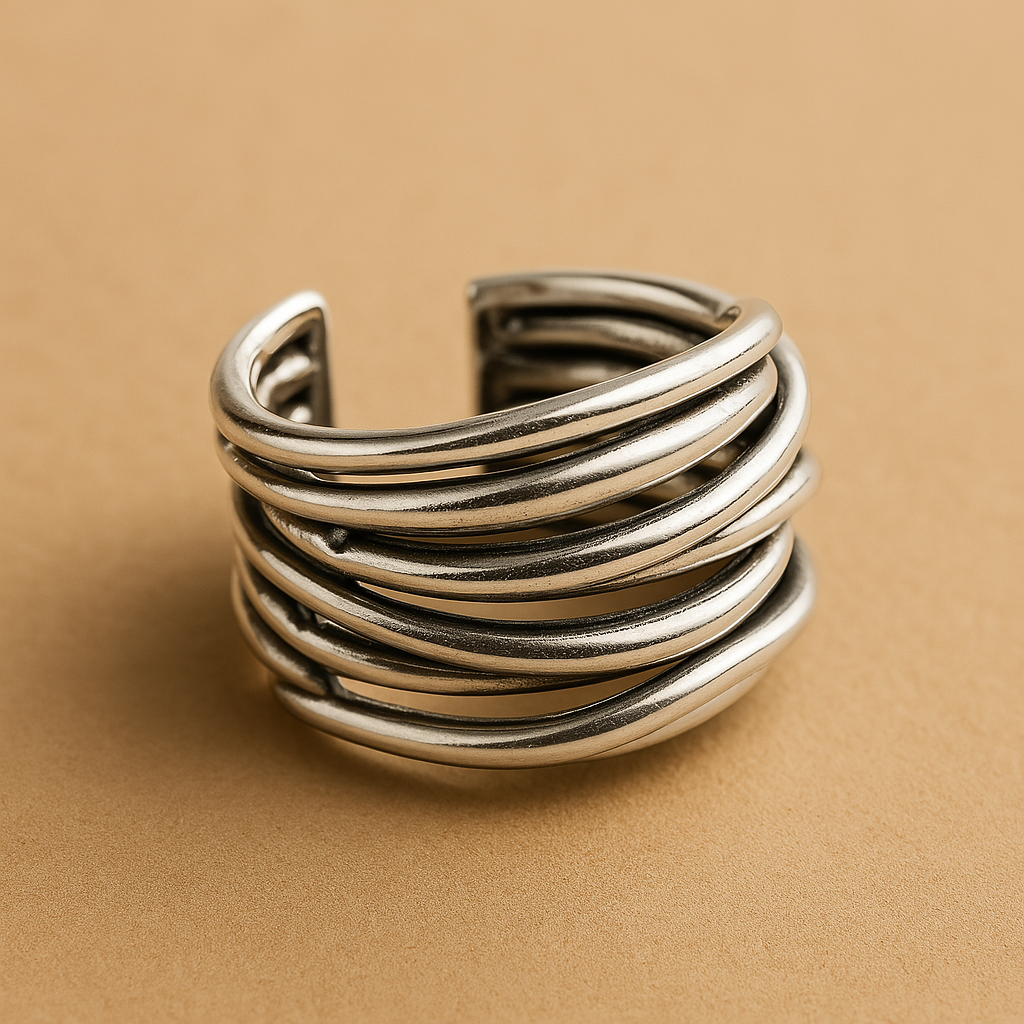 Anillo en plata de ley 925 ajustable en capas