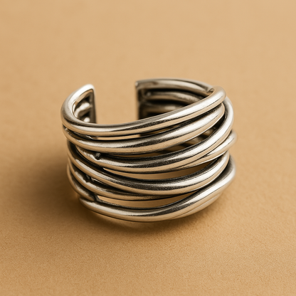 Anillo en plata de ley 925 ajustable en capas