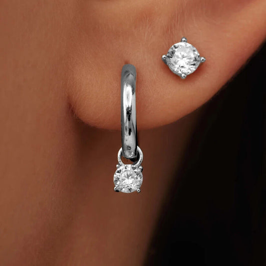 Juego de Aretes de Piedra Larmes de Luna