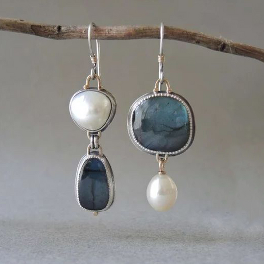 Pendientes vintage de piedra azul natural