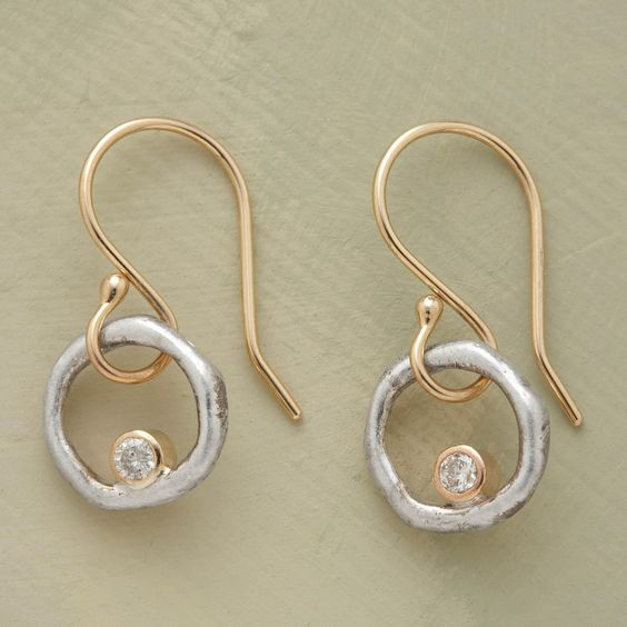 Pendientes vintage de circonio en oro y plata