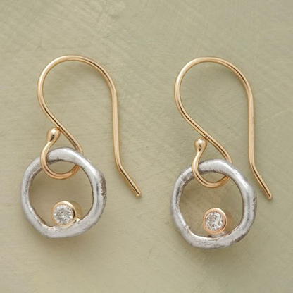 Pendientes vintage de circonio en oro y plata