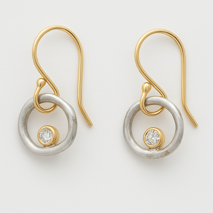 Pendientes vintage de circonio en oro y plata