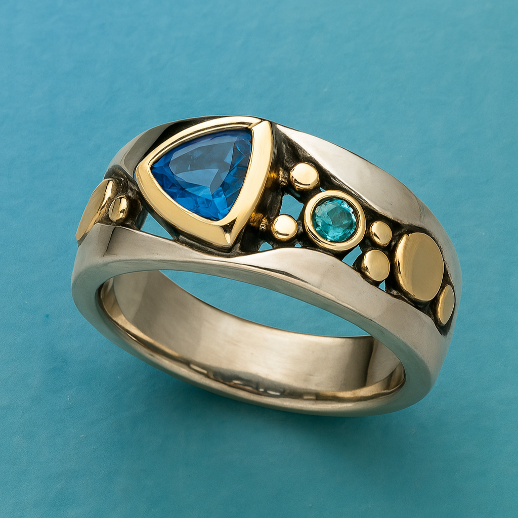 Anillo Vintage de Cristal Azul