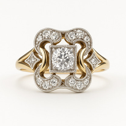 Anillo vintage de oro con zirconia