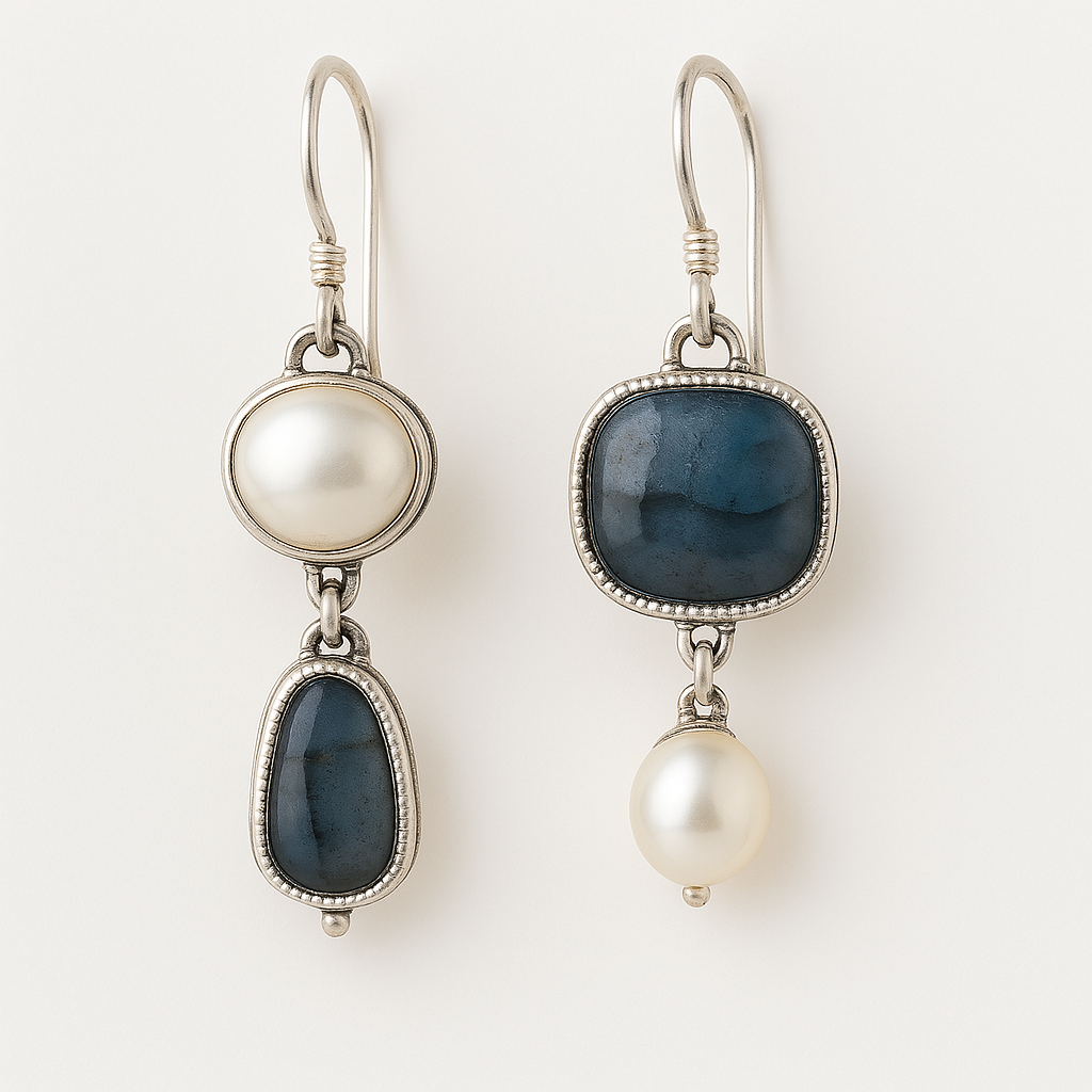 Pendientes vintage de piedra azul natural