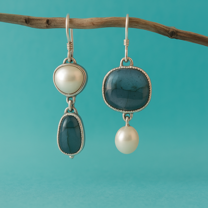 Pendientes vintage de piedra azul natural