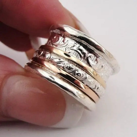 Anillo vintage de oro y plata