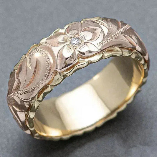 Anillo de oro con flor de rosa vintage